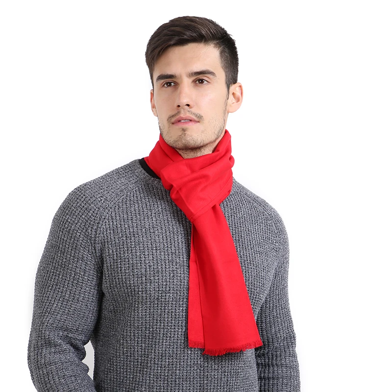thumbnail image 1 of Bufanda de otoño e invierno cálida y suave para hombre, bufandas de cachemira lisas y sencillas a la moda, bufandas de cuello de alta calidad para hombre, color gris, negro y rojo, 1 of 4