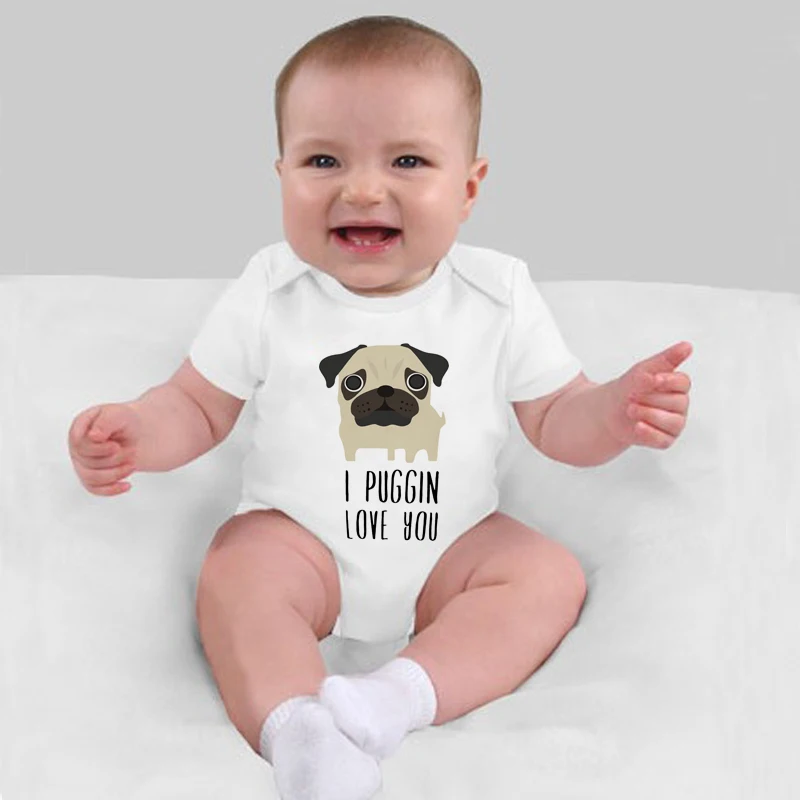 Одежда для малышей с изображением мопса боди надписью I Puggin Love You одежда маленьких