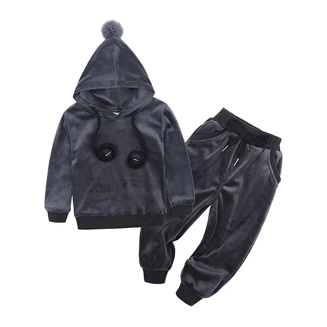 Одежда для девочек, комплекты одежды для детей Коллекция года, осенне-зимняя одежда для маленьких девочек Детский костюм из 2 предметов комбинезон для мальчиков от 1 до 6 лет - Цвет: XS498-Gray
