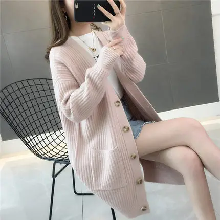 Autumn/winter Fashion Women Cardigans Long Sleeve Button Sweater Women Casual Solid Long Women Cardigan 5784 50