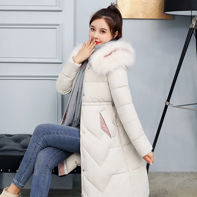 

Cotton-padded Clothes Women's Long over-the-Knee 2019 New Style Fall And Winter Clothes Korean-style of Belt Slim Fit down Jacke