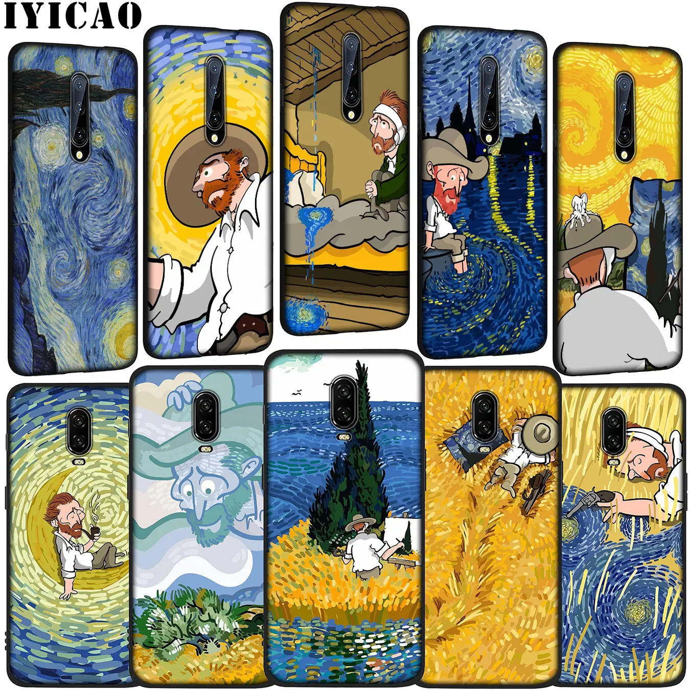 Van Gogh Art Hot Sale Soft Silicone TPU Black Phone Case for OnePlus 7T 7 Pro 6T 6 5T 5 One Plus 7Pro Cover |