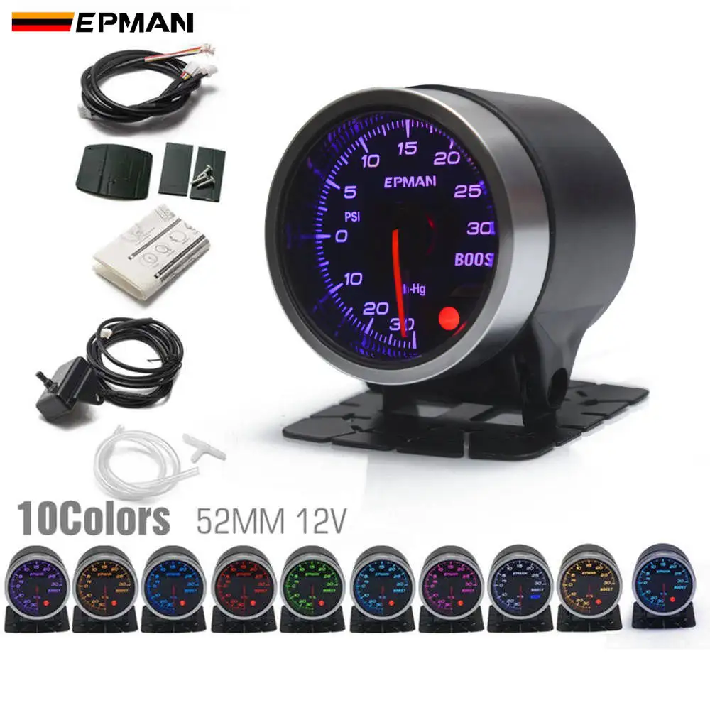 

EPMAN Racing Sport Car 2 "52 мм 10 цветов задних фонарей PSI Turbo Boost Gauge Meter w датчик + держатель для кронштейна EPXX708
