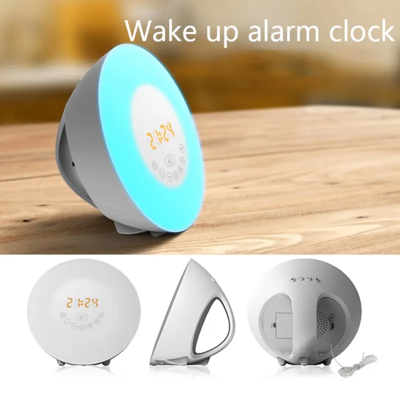 

New Design USB Clock RGB LED Alarm Clock 7 Colors Light FM Radio Touch Control Wake Up Digital Clock