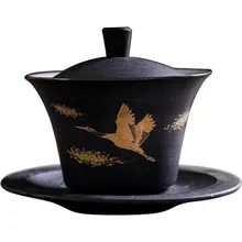 Керамическая Серебряная глазурь, чаша, чайная чашка, большая Бытовая чайная чашка Gaiwan, китайский кунг-фу, черный чай Dahongpao, чайная посуда