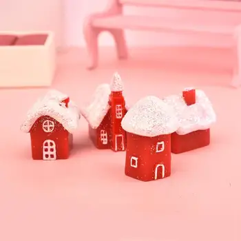 

1 Pcs Kawaii Christmas Snow House Decor Figurines Fairy Garden Miniatures Resin Craft Micro Landscape Home Decor
