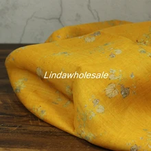 Одежда летняя юбка материал тонкий рами имбирь желтый цветок ткань, стеганая ткань, 140 см* 50 см/шт