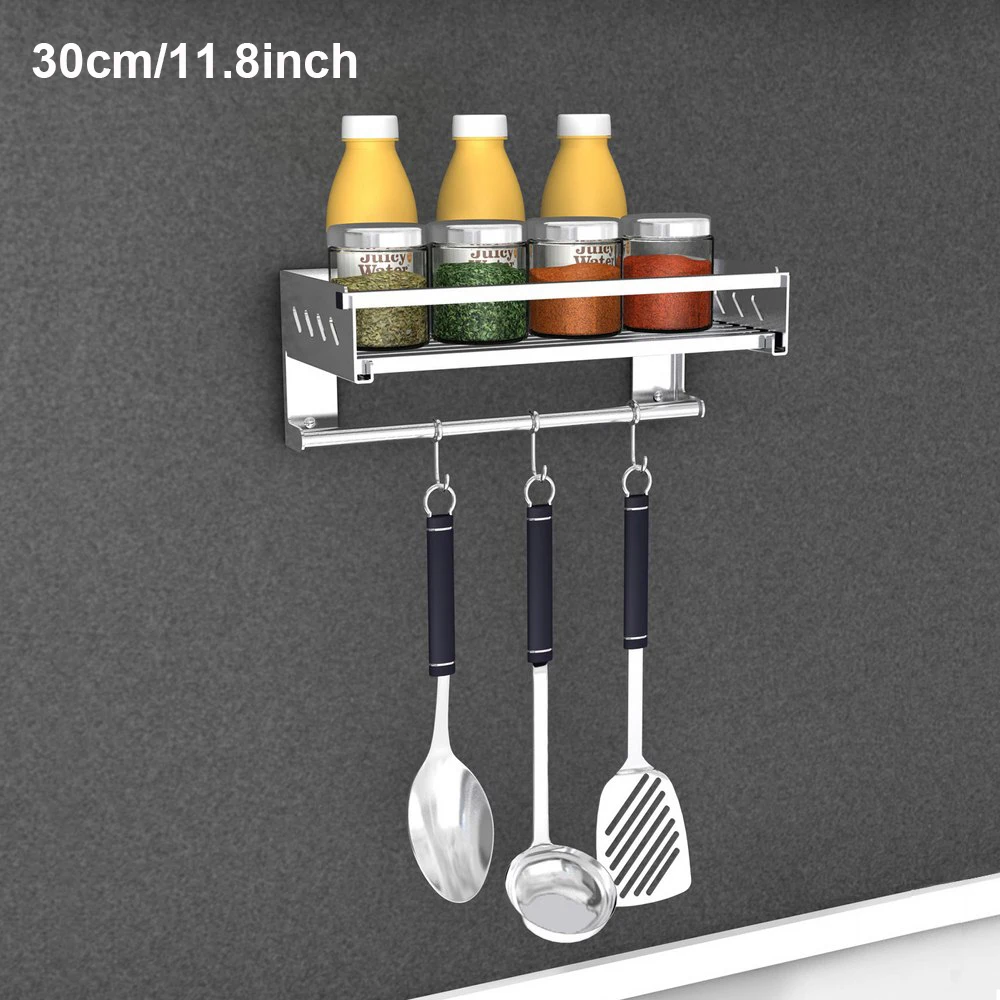 Полка стойка для кухни ванной из нержавеющей стали двойная вешалка для полотенец Держатель с крючками настенный беспробиваемый складной матовый