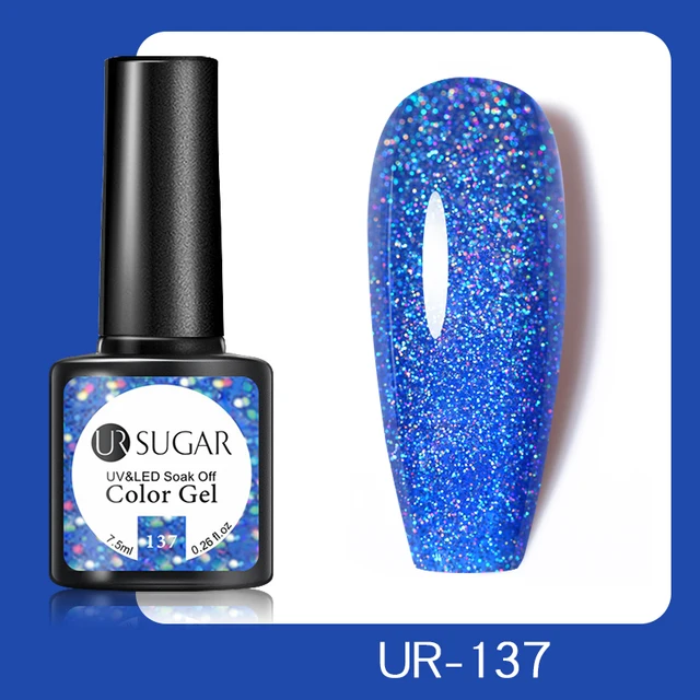 UR SUGAR 7.5ml Pink Reflective Glitter Gel Nail Polish Silver Purple Sequins Soak Off UV Gel Nail Art Manicuring Nail Gel UR-137
