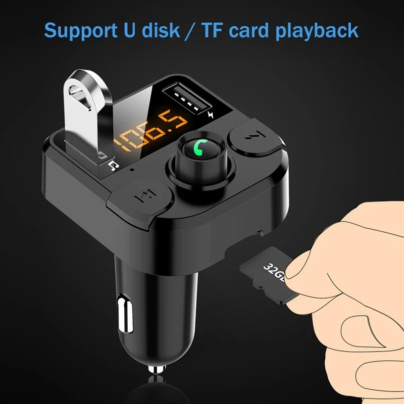 Car MP3 Player Wireless FM Transmitter Bluetooth 5.0 Car Kit Handsfree Calling A2DP Music Playing 2.1A 1A Dual USB Charger