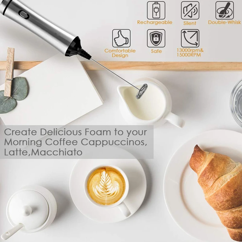 Online Wiederaufladbare Milchaufschäumer, Elektrische Handheld Schaum Maker Hohe Drehmoment Motor, Peitsche Schäumer Trinken Mixer Für Kaffee Kunst, cappuccino, H