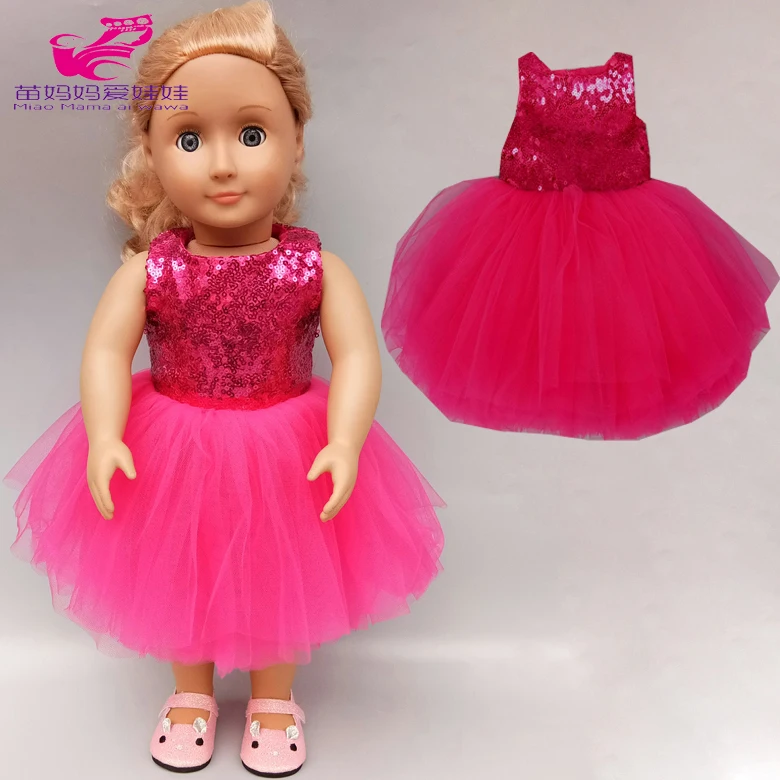 

doll dress fit for 43cm new born baby doll clothes 18 inch american doll purple lace dress children Christmas gift
