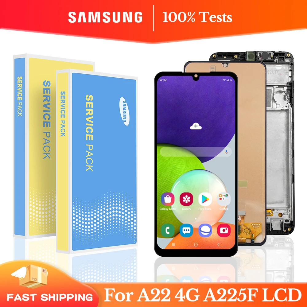 100% Test For Samsung Galaxy A22 4G LCD Display Touch Screen Digitizer With Frame Assembly A225F A225F/DS A225M | Мобильные телефоны