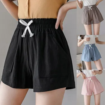 

2020 Hot sale Fashion Women Lady Solid Casual Shorts new High Waist Loose Bandage Shorts шорты женские In stock#guahao