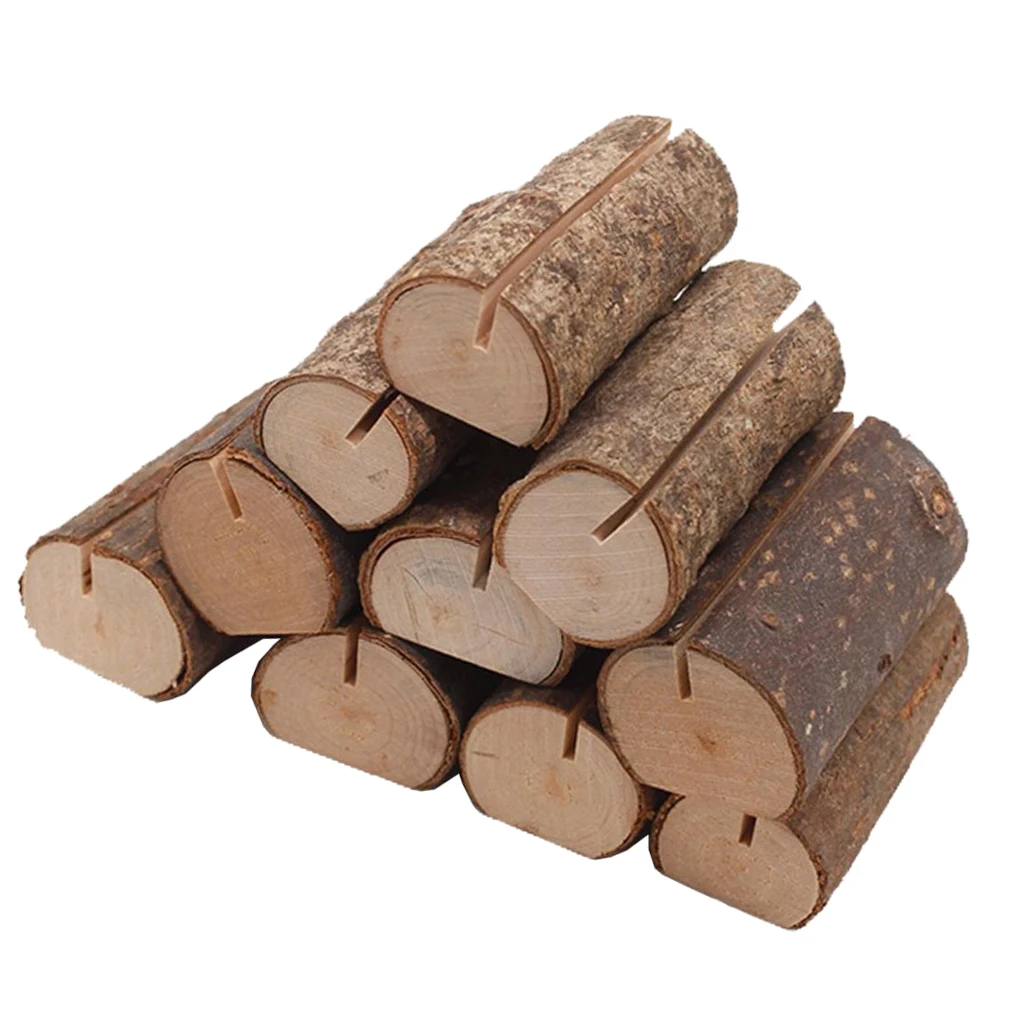 10pcs Wooden Name Place Card Holder Memo Note Card Clip Home Decor