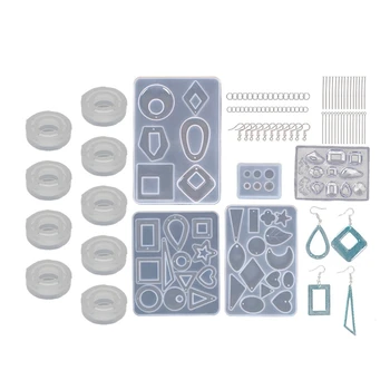 

2 Set Silicone Mold: 1 Set Ring Mold 3 Types, 16mm/17mm/18mm & 1 Set Pendant Resin Earring Mold
