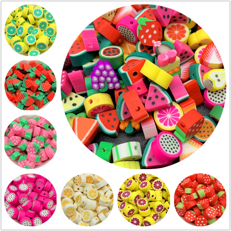 Jewelry Making DIY Handmade Accessories Polymer Clay Beads Fruit Shape Spacer Beads 30pcs
