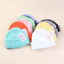 Женская, мужская, пара, карамельный цвет, ребристая вязаная шляпа с завернутыми полями, логотип, нашивка, ушные теплые, хип-хоп, Снежная Лыжная Шапочка