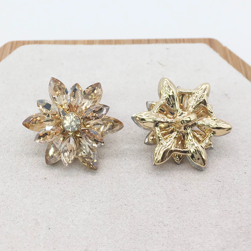 5pcs/lot 27mm Alloy Rhinestone Button For Craft Sewing DIY Handmade Buttons for Clothing Decorative Embellishment 12 Colors