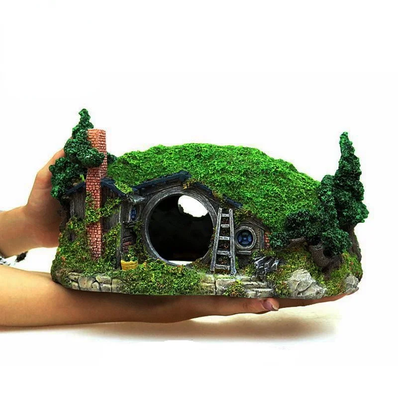 Ruiqi Aquarium Creative Landscaping Castle Resin Hobbit House Dodging Fish Tank Decoration | Дом и сад