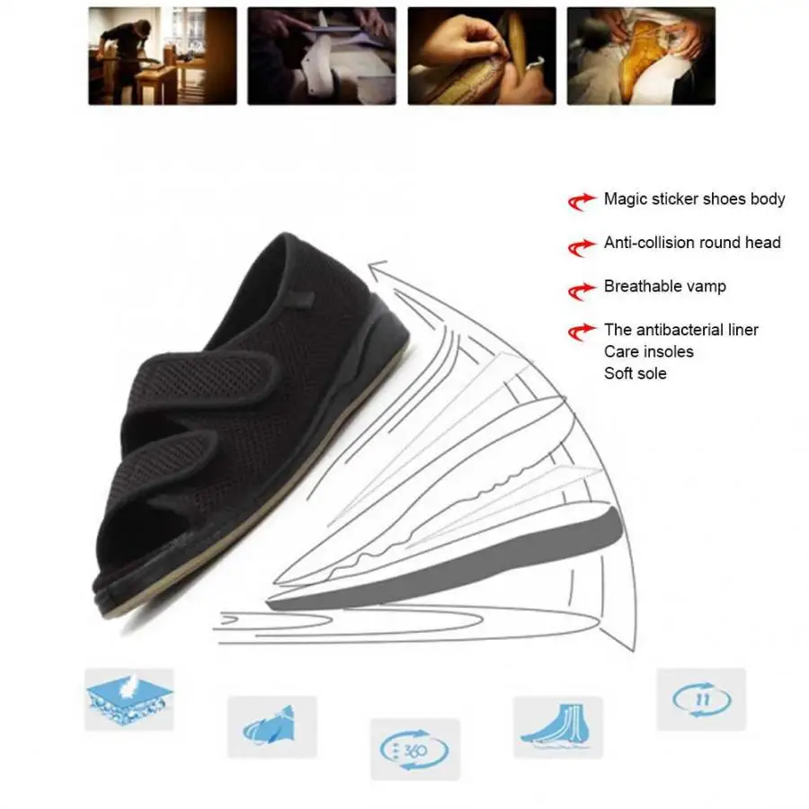 Adjustable Mesh Fabric Shoes Foot Edema Recovery Shoes Non-Slip Breathable Correction Shoes Foot Care Supports US Size 5-9