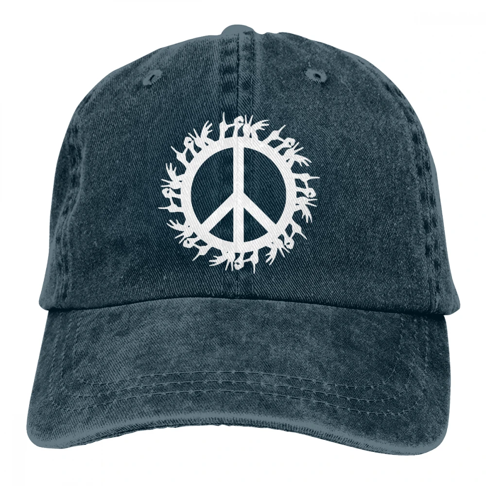 Love Peace Casquette черные унисекс Мужские Женские джинсовые бейсболка с ремешком кепки Регулируемая шляпа для гольфа папа