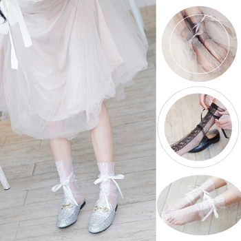 

New Lace Women Girls Loli Transparent Mesh Chiffon Ankle Socks Short Hosiery Fish Net Bandage Socks
