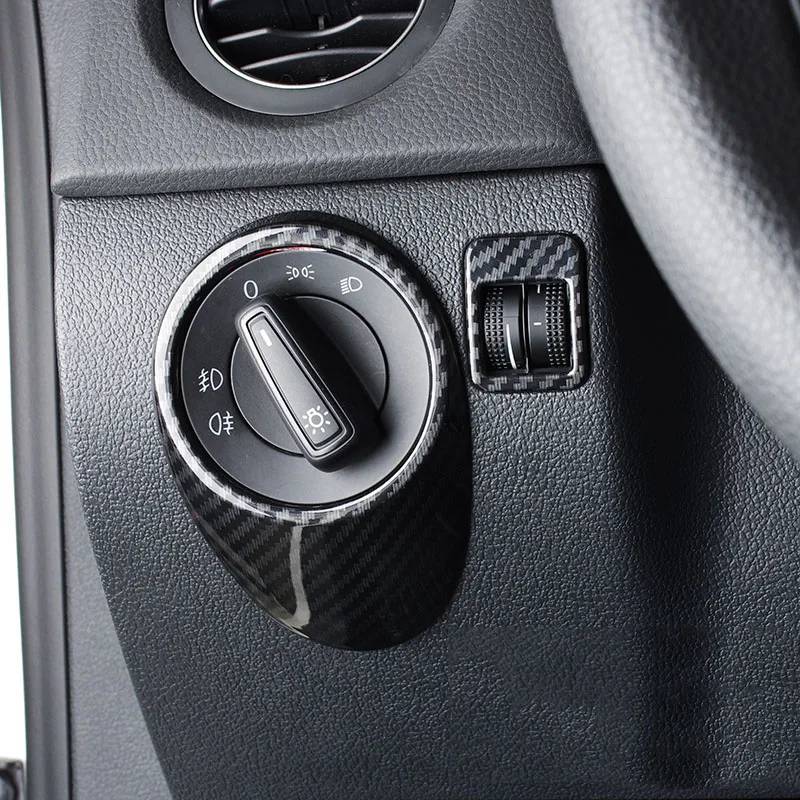 

2 шт., накладки на кнопки внутренней фары из углеродного волокна для Volkswagen VW Tiguan 2009-2016