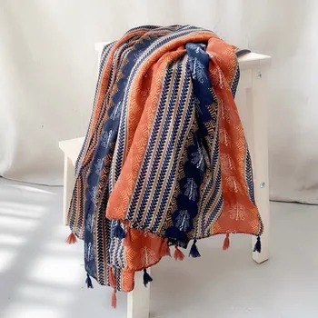 

2019 Fashion Bohemian Ethnic Tassel Viscose Shawl Scarf Women Geometric Print Soft Warm Hijabs and Wraps Muslim Sjaal 180*90Cm