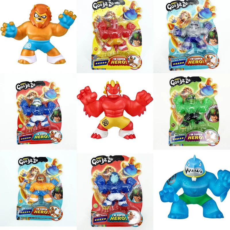 Super-Heroes-Goo-Jit-Games-Zu-Action-Figures-Super-elastic-animal-doll-rubber-man-Squeeze-decompression