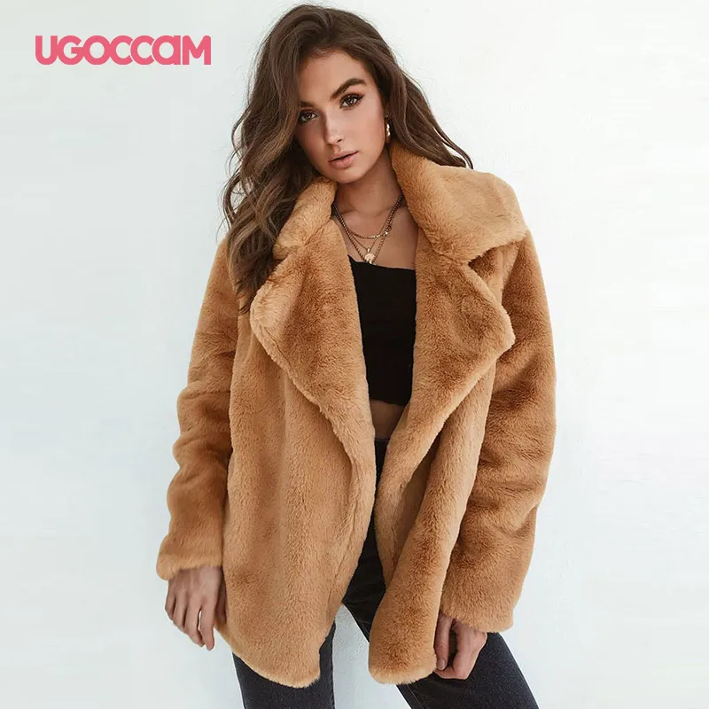 CAMEL UGOCCAM куртка из искусственного меха овечьей шерсти Женское пальто Зимняя теплая куртка для женщин осенняя женская верхняя одежда женское пальто - Цвет: CAMEL