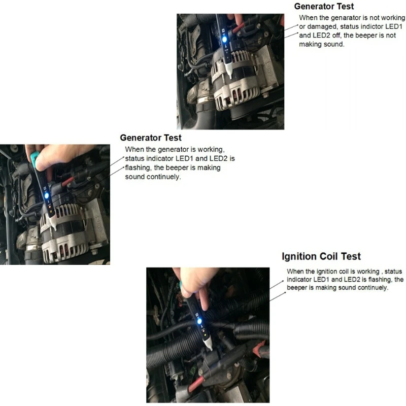 Automotive Ignition Coil Test Pen Electronic Magnetic Faults Indicator Detector Quick Check Circuit Tester Detection Tool