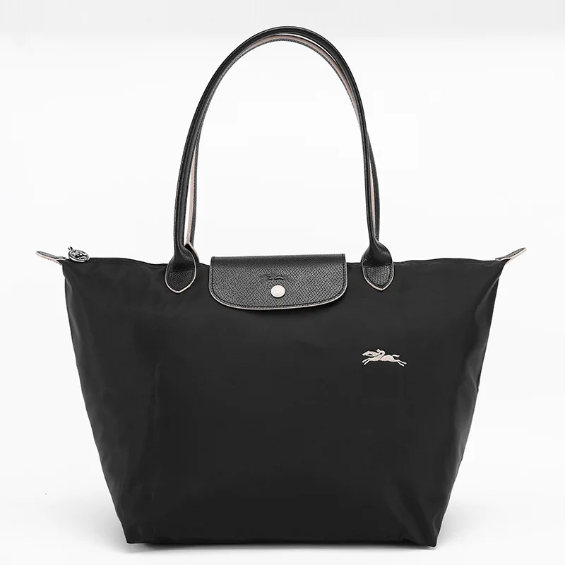 Сумка на плечо из нейлона с ручной вышивкой - Цвет: Black large