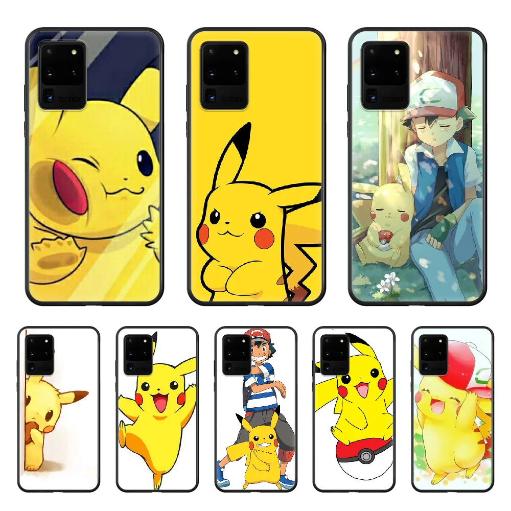 

Cartoon Anime Pika-chu Case Phone Case cover hull For SamSung Galaxy S 6 7 8 9 10 20 Plus Edge E 5G Lite Ultra black hoesjes