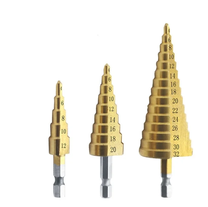 20sets HSS Drill Bit 4-12 4-20 4-32 Drilling Power household Tools Steel Wood Hole Cutter Cone Drill Hexagonal shank straight