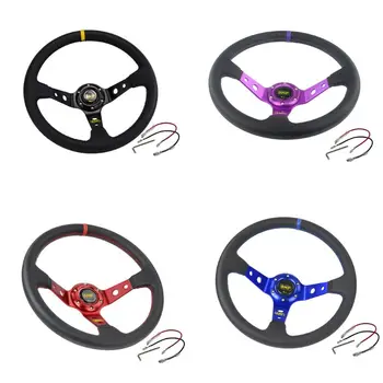 

Sport Steering Wheel Universal 14 inch/350MM PVC Leather Auto Racing Steering Wheels Car Modification Accessories
