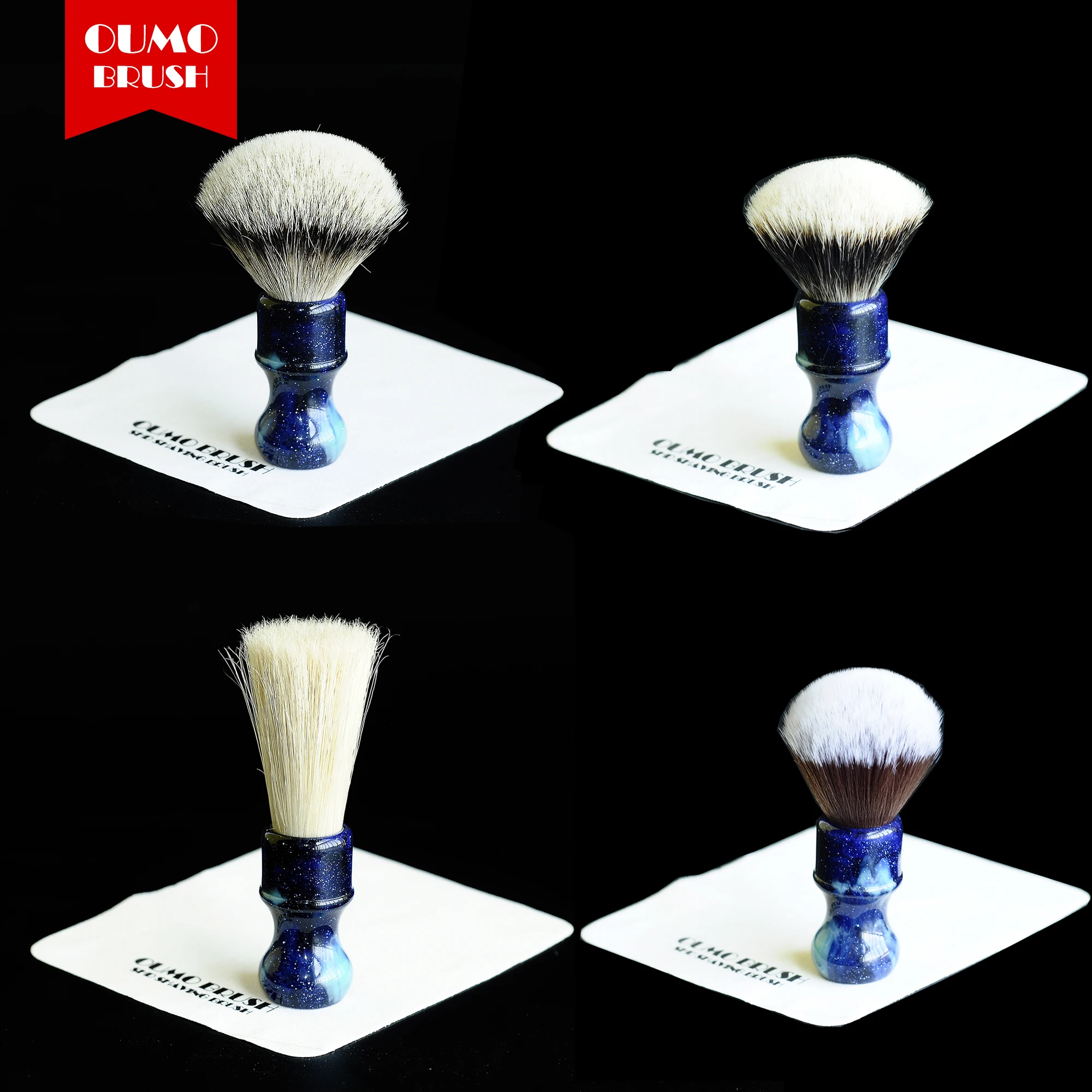 

OUMO BRUSH-Star blue resin handle whit badger bristle synthetic knot full shaving brushes