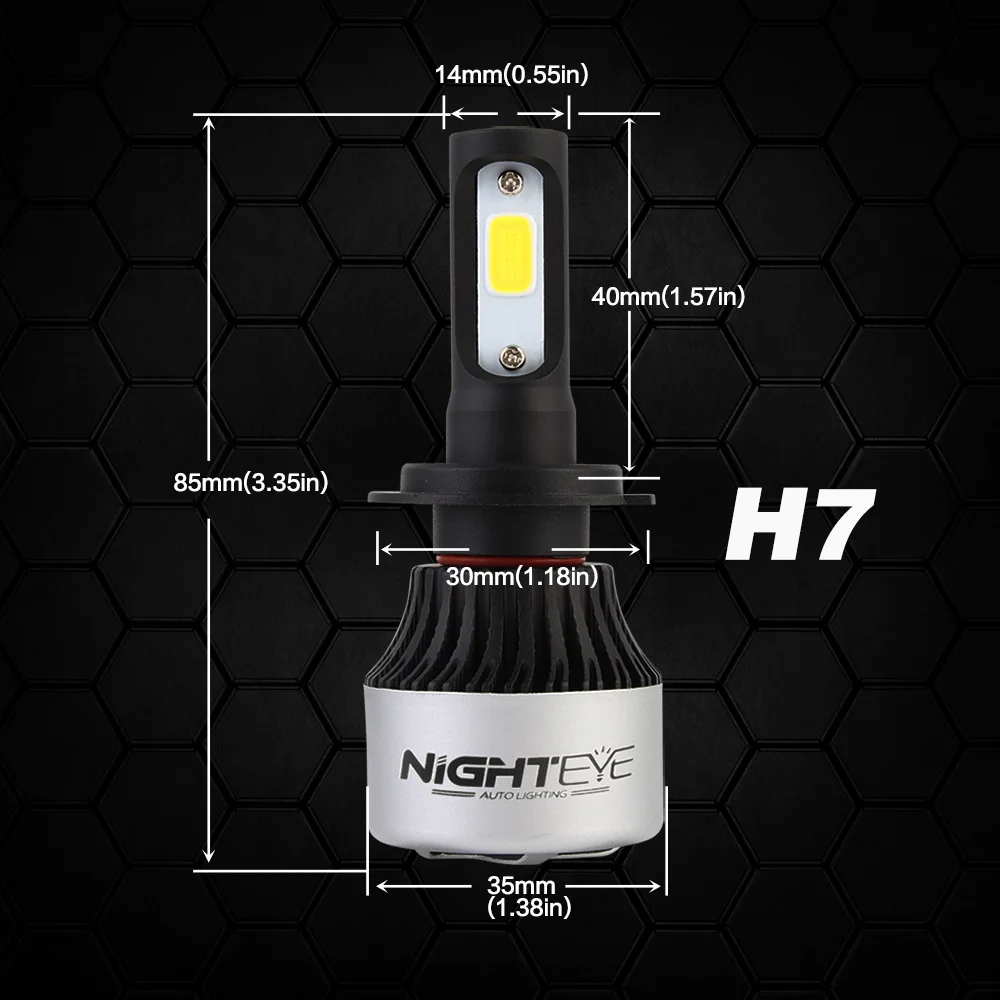 2pcs h7 светодиодный лампы h7 светодиодные фары12v h4 led h8 h11 противотуманные фары h1 HB3 9005 HB4 9006 Авто комплект фар 6500K