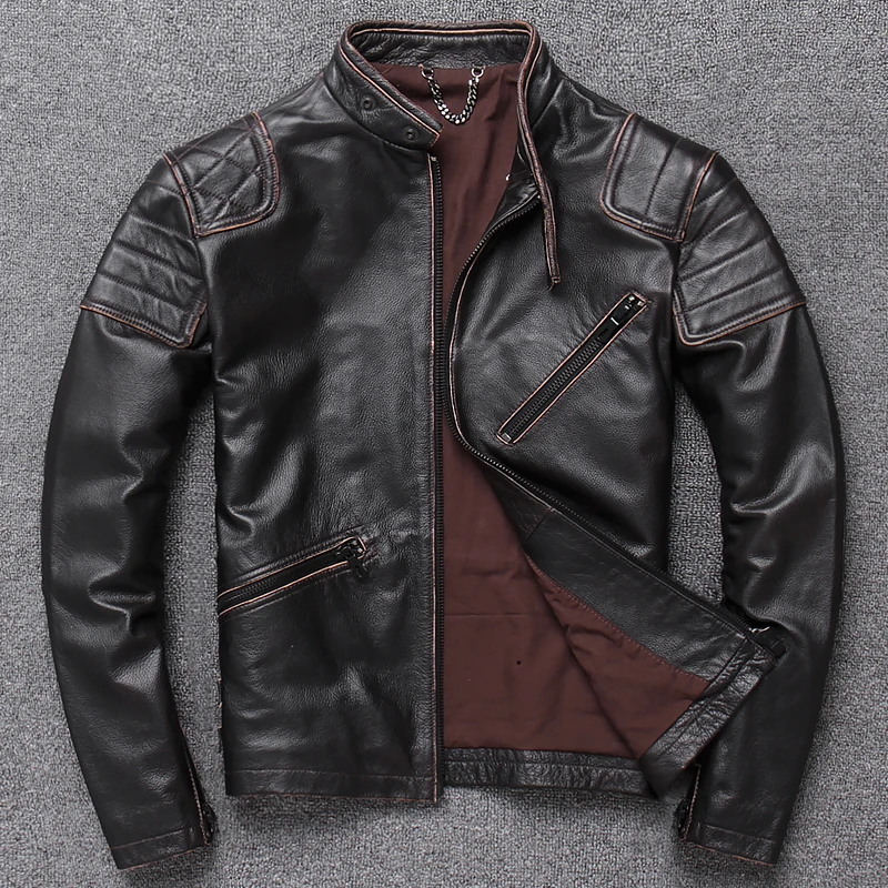 

Heavy Locomotive Fur American Retro Do Old Layer Cow Lear Jackets Lear Man Riding Suit Jacket
