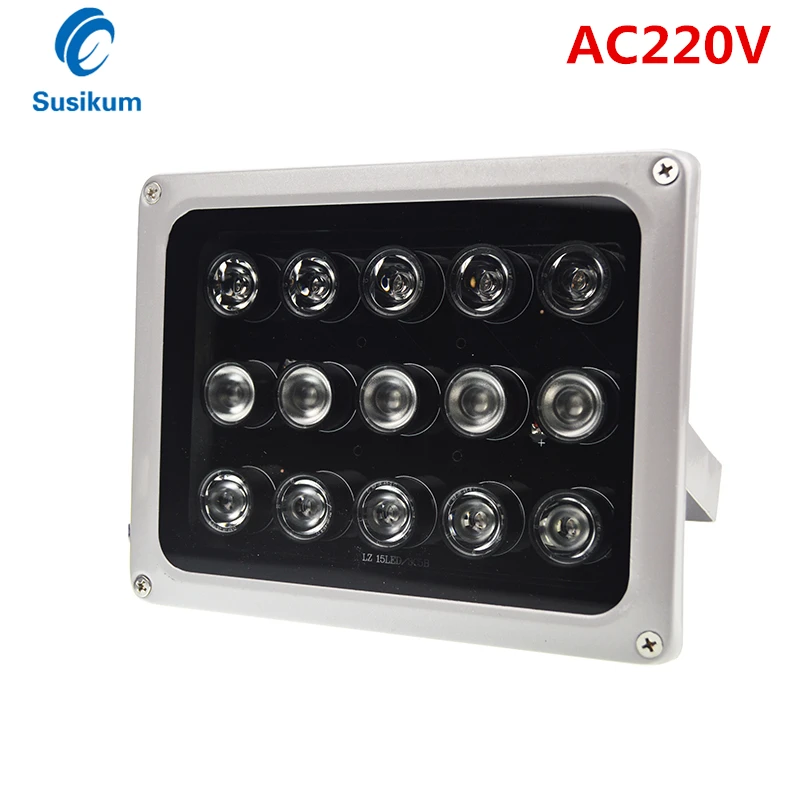 Infrared Lamp AC 220V 15Pcs Array IR illuminator CCTV Camera Fill Light IR Outdoor IP65 Waterproof Night Vision