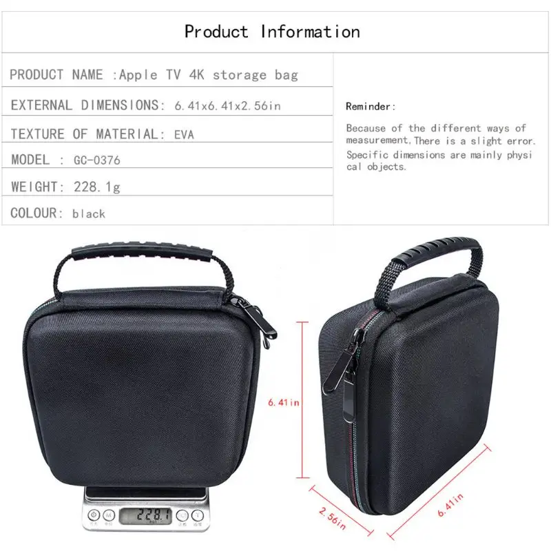 Hard EVA Storage Bag Travel Carrying Case Headphone Box for Apple TV 4K 4 TV 5 X6HB