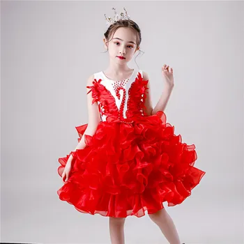 

First Communion Dress Flower Girls Kids Clothing Lace Applique Tutu Princess Girls Dresses for Children Party Custumes