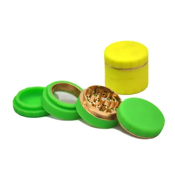 

FDA Silicone Plus Aircraft Aluminum Herbal Grinder 63MM Diameter 4 Layers Blade Teeth Tobacco Herb Spice Crusher