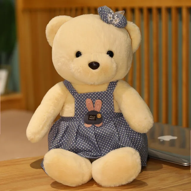 30/50/70cm New Fluffy Bear Plush Toy Soft Stuffed Cartoon Animal Bear With Sweater Doll Baby Appease Lover Girlfriends Birthday green