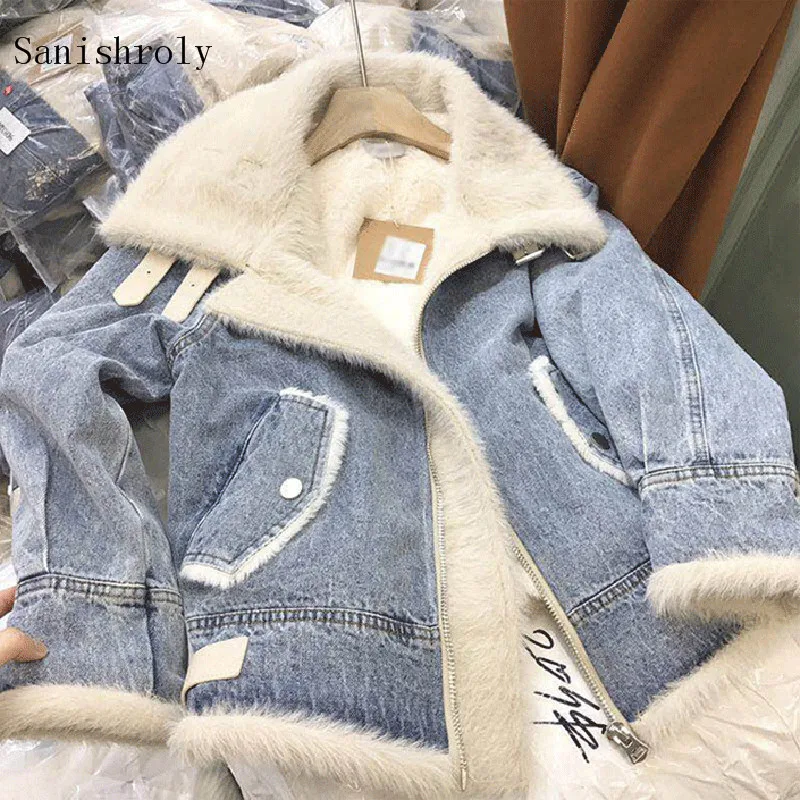 

2019 New Autumn Women Winter Denim Jacket Warm Thicken Velvet Jean Coat Female Casual Basic Outerwears Short Tops Plus Size S773