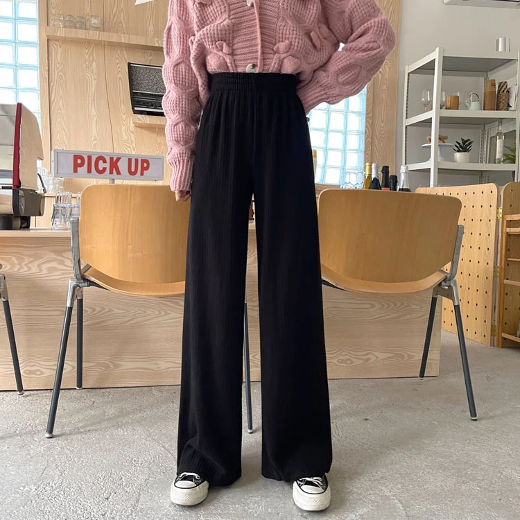 CMAZ CMAZ-Effective ~ Thick Imitation Dehaired Angora Knitted Wide-Leg Pants | Женская одежда
