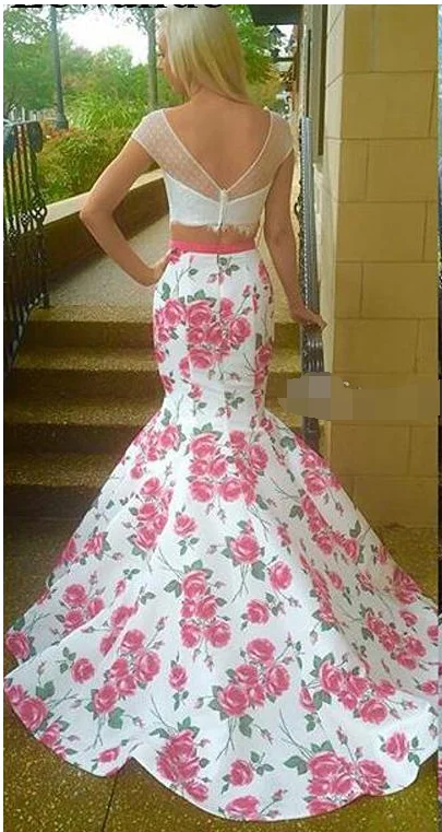 Цветочное платье для выпускного вечера Vestido Sereia Taffta Flores Saia сексуальное торжественное вечернее платье 2 шт