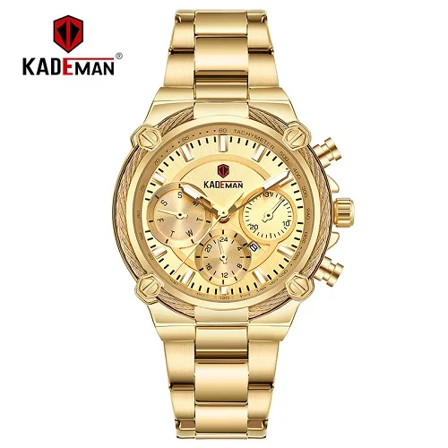 Новое поступление Kademan женские часы Уникальный дизайн роскошное платье женские наручные часы 3TAM полностью Стальные кварцевые часы модные повседневные 836 - Цвет: 836-GOLD