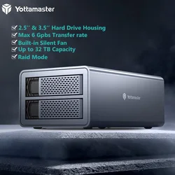 Yottamaster – boîtier de disque dur externe, usb 2.5, 3.5 pouces, 2 baies, avec RAID, pour Expansion NAS, SSD, 32 to, FS2RU3, PK Orico 