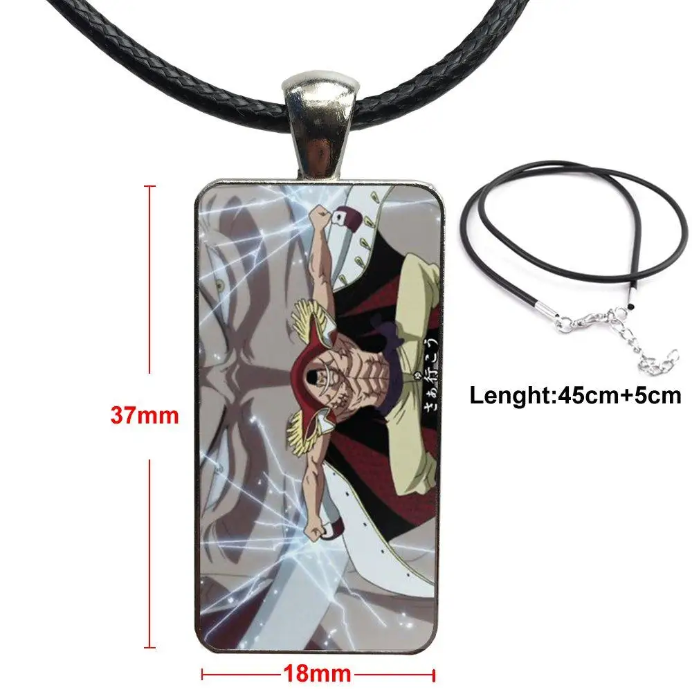 Anime One Piece Whitebeard Shirohige Glass Cabochon Choker Pendant Rectangle Necklace Stainless Steel Color Jewelry Pendant Necklaces Aliexpress